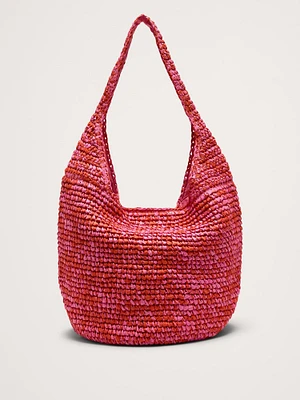 Marled Raffia Tote Bag