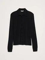 Crepe Knit Button-Down Shirt