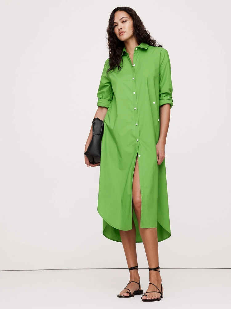 Cotton Poplin Asymmetrical Shirt Dress