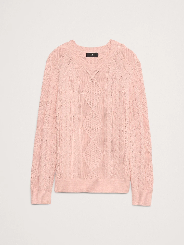 Cotton-Linen Cable-Knit Sweater