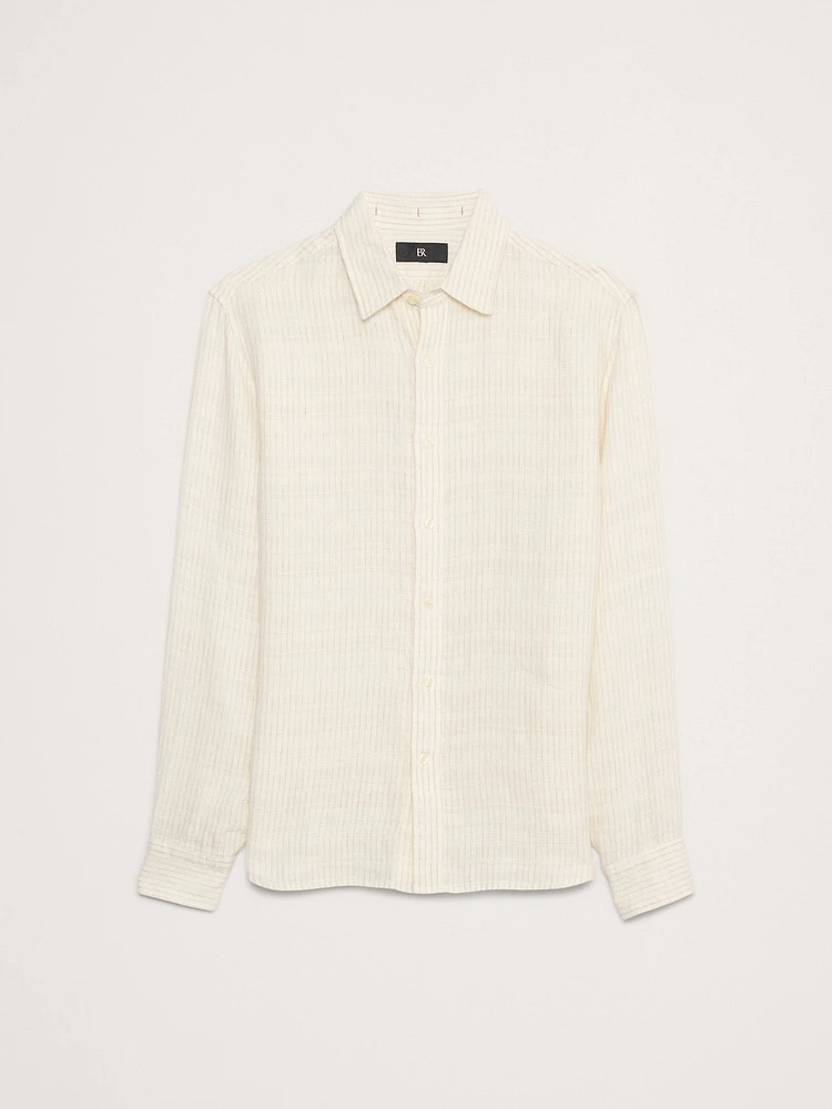 Standard-Fit Texture-Stripe Linen Shirt