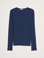 Ribbed Long-Sleeve Crew-Neck T-Shirt