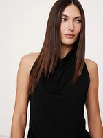 Crepe-Knit Cowl-Neck Top