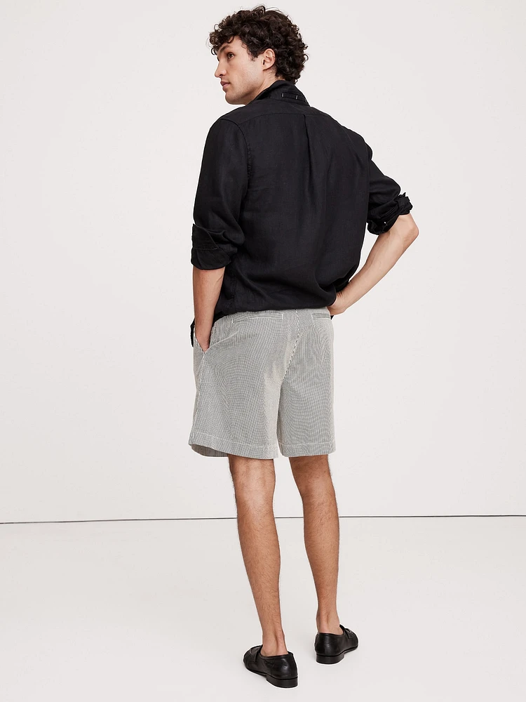 7" Textured Stripe Pleated Short