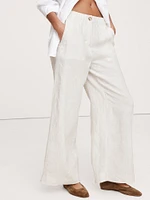 High-Rise Wide-Leg Linen Pull-On Pant