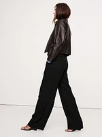 Mid-Rise Wide-Leg Drapey Twill Pant