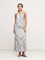 Cotton-Silk Halter Maxi Dress