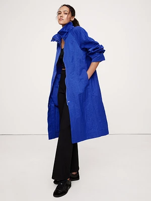 Water-Resistant Coat with Bucket Hat