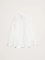 Slim-Fit Poplin Tuxedo Shirt with Spread Collar