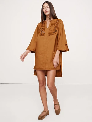 Embroidered Cotton Poplin Kaftan
