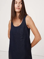 Linen Scoop-Neck Shift Dress