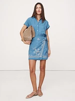 Embroidered TENCEL™-Linen Wrap Dress