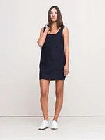 Linen Scoop-Neck Shift Dress