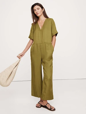 Viscose-Linen Wide-Leg Jumpsuit