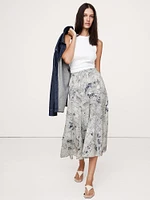 Matte Silk Midi Skirt