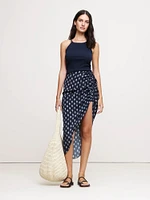 Matte Silk Side-Ruche Skirt