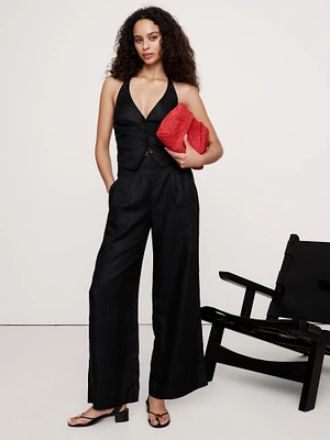 High-Rise Linen Wide-Leg Pant