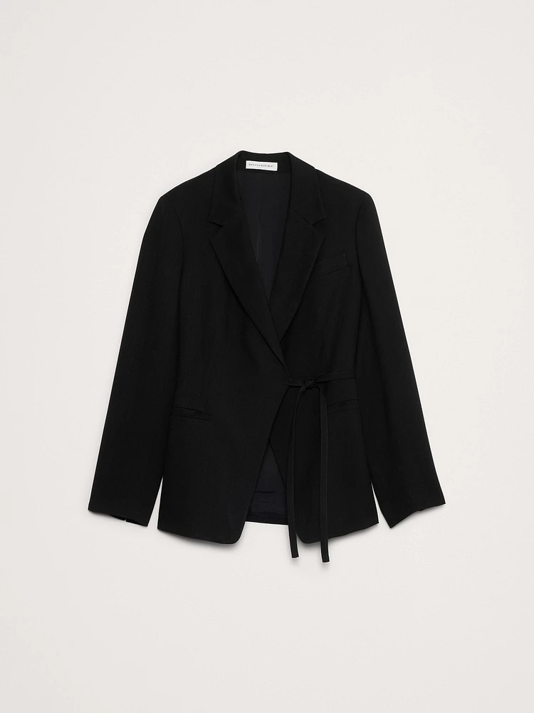 Drapey Twill Wrap Blazer