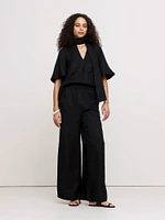 High-Rise Wide-Leg Viscose-Linen Pull-On Pant