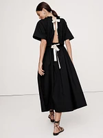 Poplin Open-Back Maxi Dress