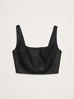 Linen Square-Neck Cropped Tank