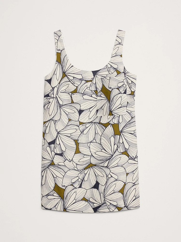 Linen Scoop-Neck Shift Dress