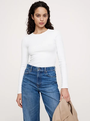 Ribbed Long-Sleeve Crew-Neck T-Shirt