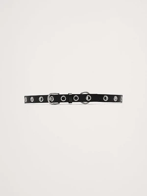 Skinny Leather Grommet Belt