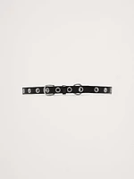 Skinny Leather Grommet Belt