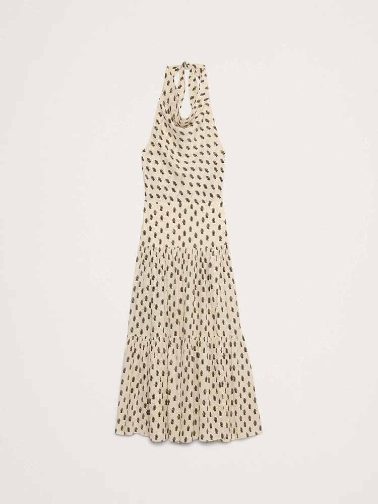 Matte Silk Halter Maxi Dress