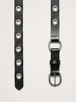 Skinny Leather Grommet Belt