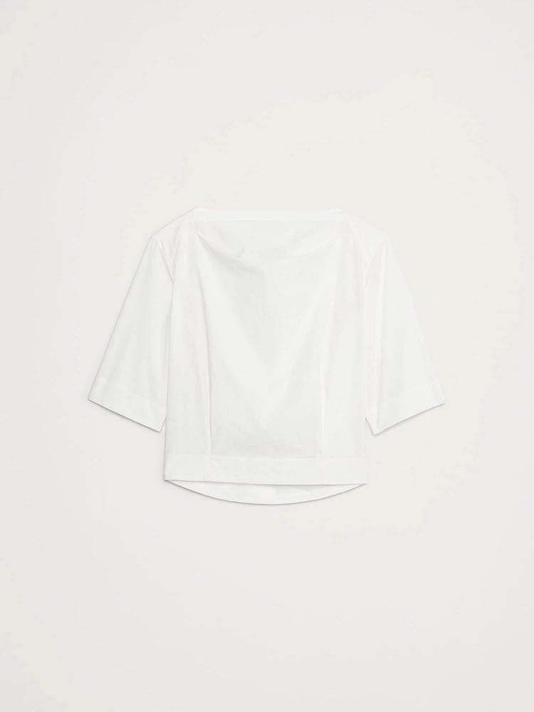 Oversized Cotton Poplin Boat-Neck Top