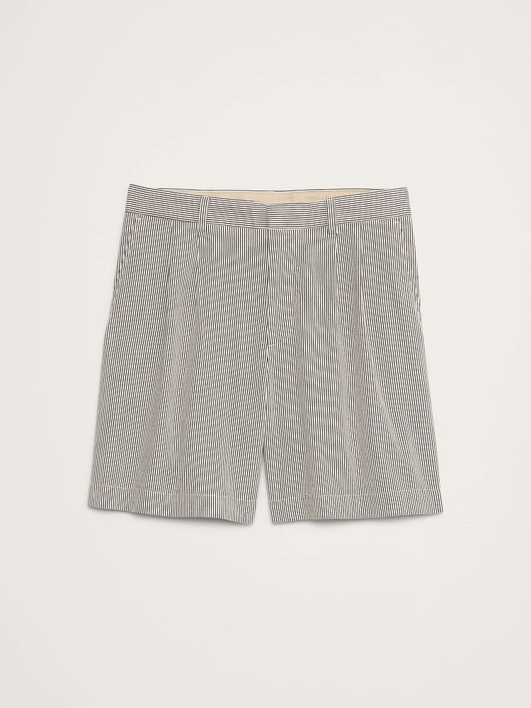 7" Textured Stripe Pleated Short
