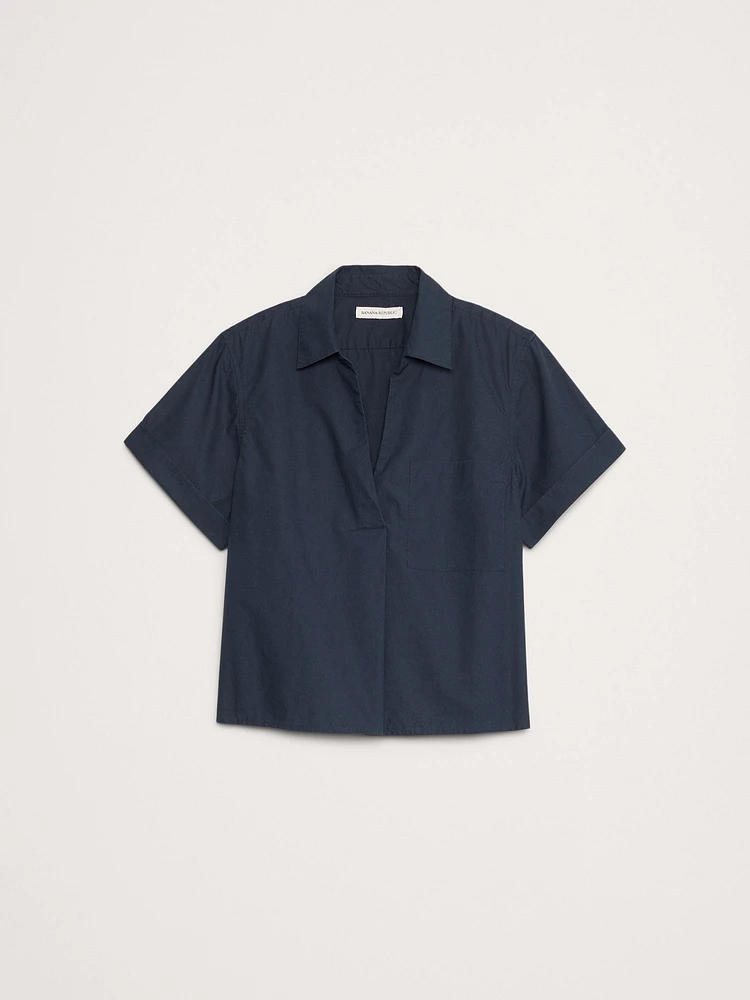 Cotton Poplin Cropped Popover Shirt