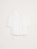 Poplin Cinch-Waist Top