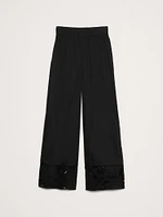 High-Rise Wide-Leg Embroidered Cotton Poplin Cropped Pull-On Pant