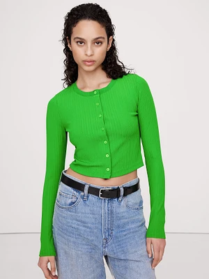 Ribbed Cardigan Cropped Top