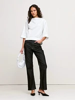 Oversized Cotton Poplin Boat-Neck Top