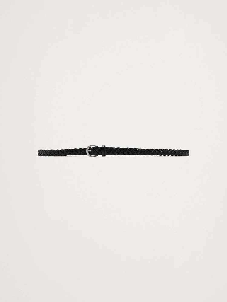 Skinny Braided Leather Belt