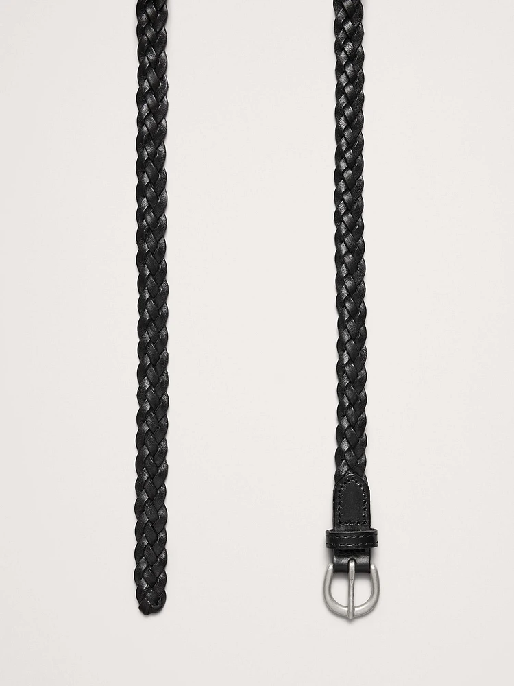 Skinny Braided Leather Belt