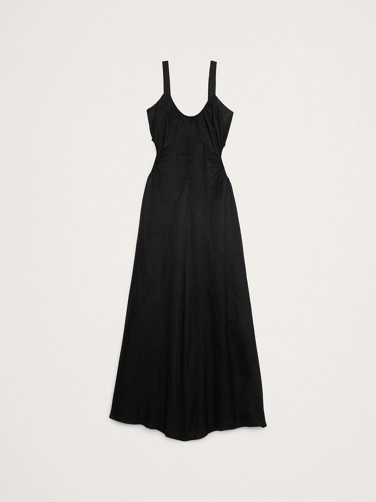 Viscose-Linen Cut-Out Maxi Dress