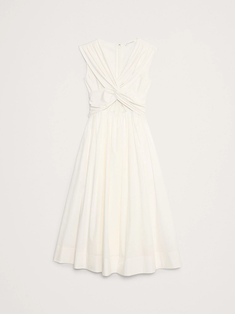 Mixed-Media Cut-Out Midi Dress