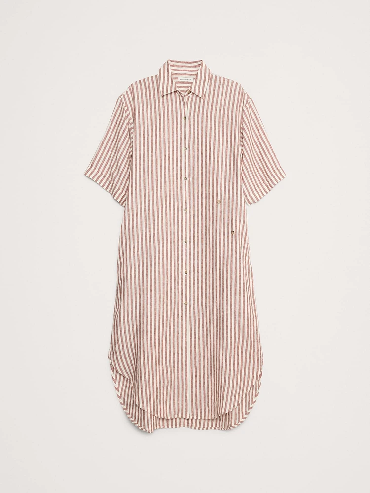 Linen Asymmetrical Shirt Dress