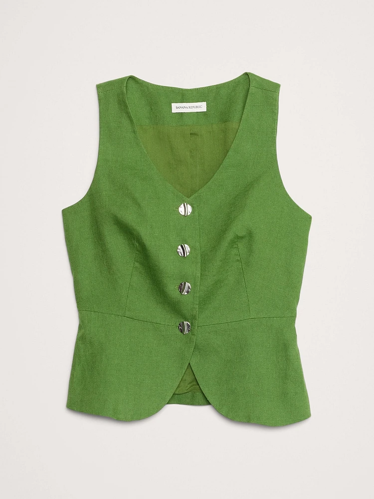 Linen Button-Front Vest