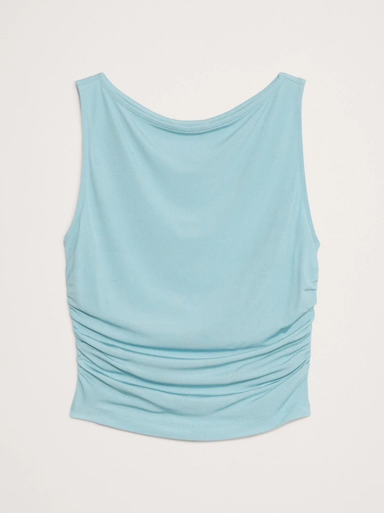 Crepe Ruched Cropped Tank