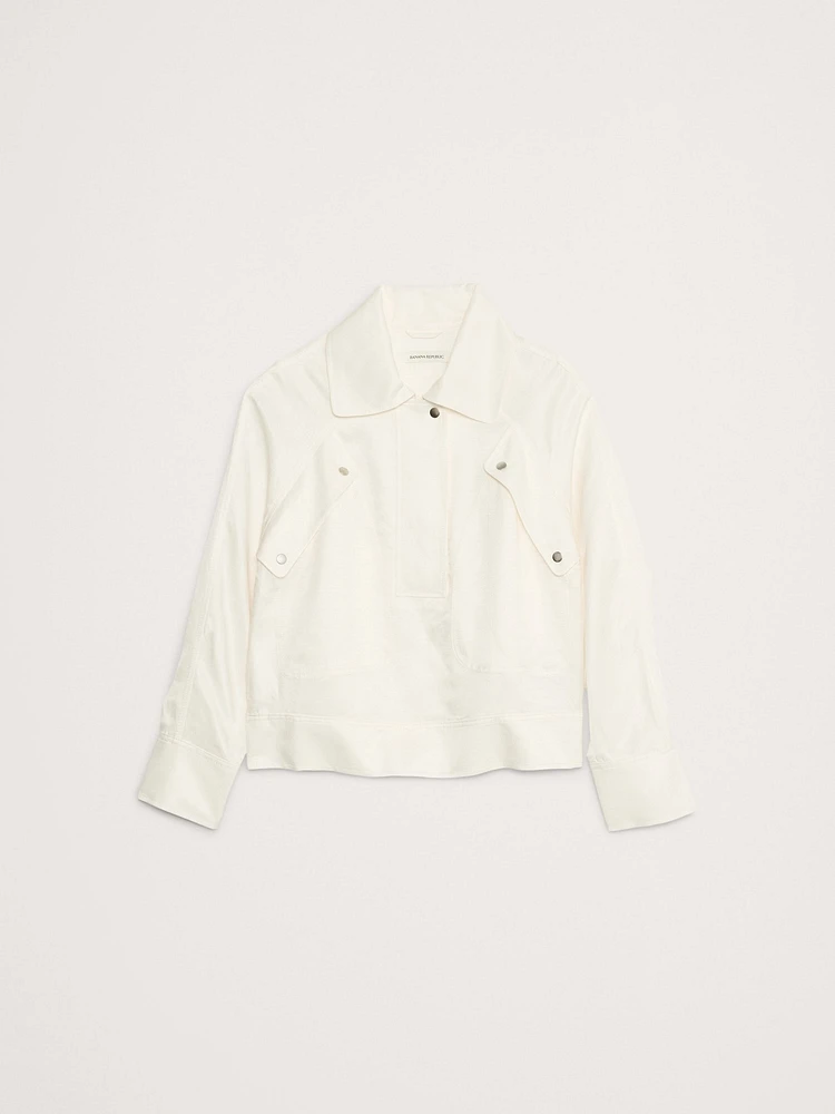 Oversized Viscose-Linen Popover