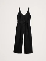Linen Belted Wide-Leg Jumpsuit
