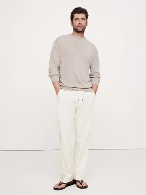 Relaxed Linen-Cotton Pull-On Beach Pant