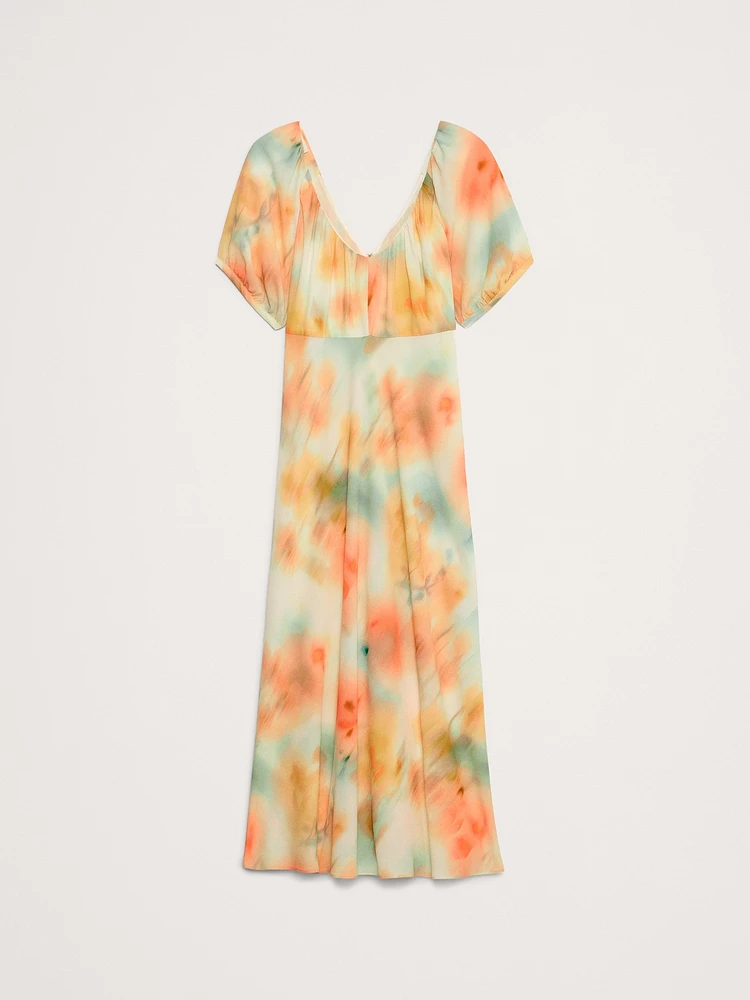Crepe V-Neck Maxi Dress