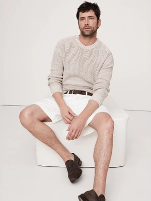 Cotton-Linen Blend Crew-Neck Sweater